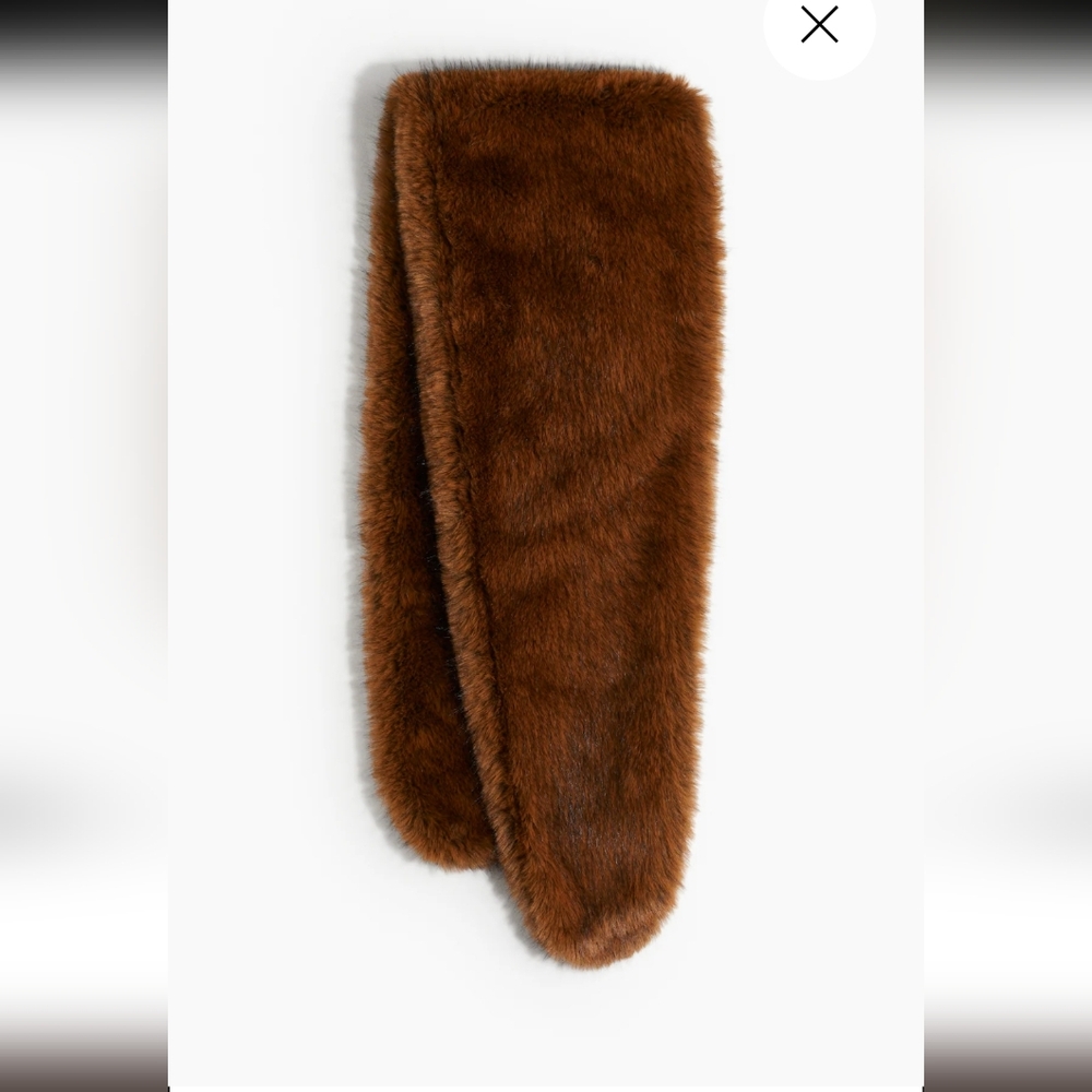 Brand New h&m fluffy faux fur scarf in brown - Picture 8 of 8